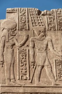 Luxor, Egypt. December 13th 2022 Ancient Egyptian Pharaoh Carved in Stone Stele at Luxor Temple,