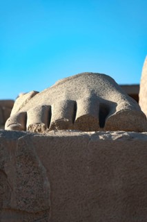Luxor, Egypt. December 13th 2022 Part of a statue of the fallen Ozymandias Colossus, at the