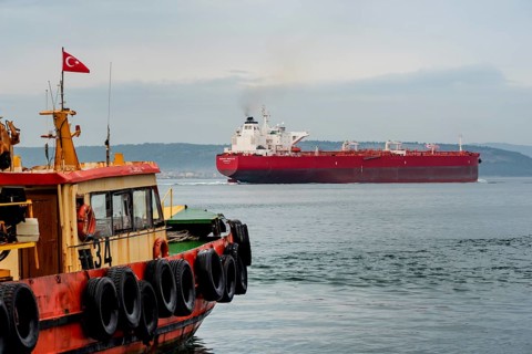 Canakkale, Turkey. February 18th 2022 Nordic Breeze crude oil tanker passing through the