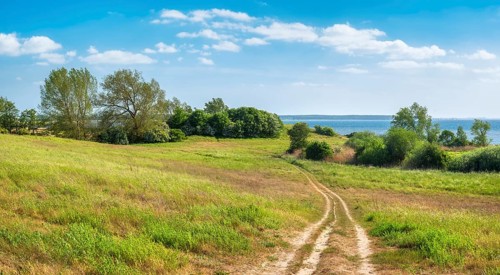 Hiking trail to Salzhaff, Baltic resort Rerik, Mecklenburg-Western Pomerania, Germany