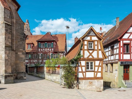 Franconian half-timbered houses at the church of St. Lawrence am Oberen Markt, Altdorf near