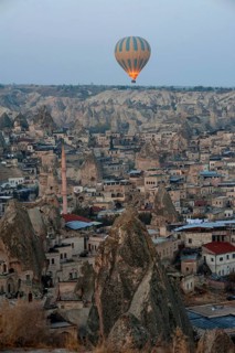 Goreme, Cappadocia, Turkey. November 10th 2017 Hot air balloons over the landscape of Cappadocia,