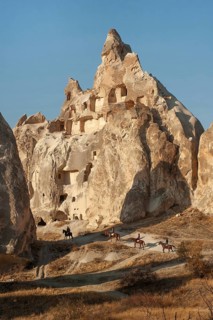 Cappadocia, Turkey. November 8th 2017 Horse trekking through the volcanic landscape of Anatolian