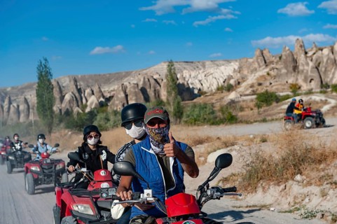 Cappadocia, Turkey. 17th September 2018 Motorcycle ATV riders having fun in the Cappadocia