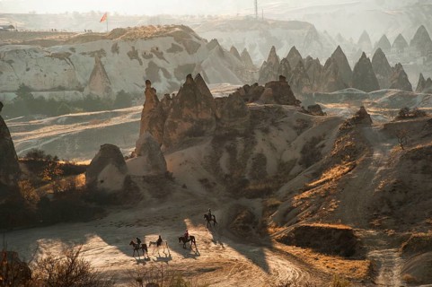 Cappadocia, Turkey. November 8th 2017 Riders pass through the volcanic landscape of Anatolian