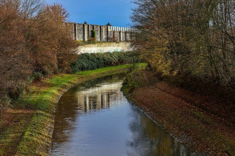 Castrop-Rauxel, North Rhine-Westphalia, Germany - Emscher, view from the Ickerner Straße bridge