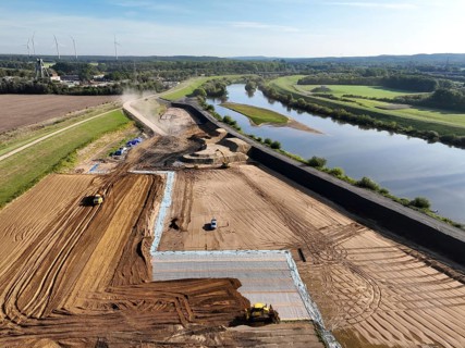 Haltern-Marl, North Rhine-Westphalia, Germany - Lippe, flood protection in the
