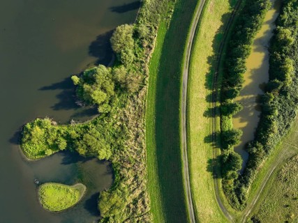 Haltern-Marl, North Rhine-Westphalia, Germany - Lippe, flood protection in the