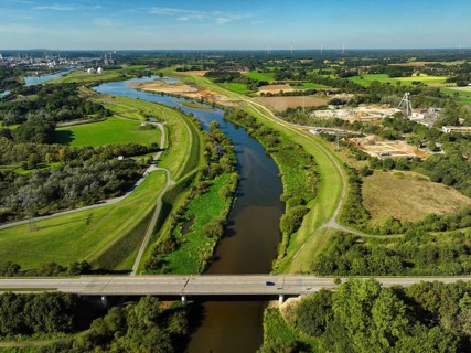 Haltern-Marl, North Rhine-Westphalia, Germany - Lippe, flood protection in the