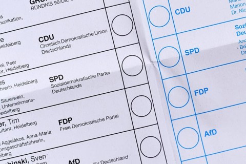 Heidelberg, Germany - February 11th 2026: Candidates on ballot paper for Baden-Württemberg