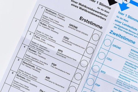 Heidelberg, Germany, February 11th: Ballot paper for Baden-Württemberg 'Landtagswahl' state