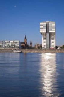 Rhein und Kranhaus Süd, Rheinauhafen, Cologne, North Rhine-Westphalia, Germany