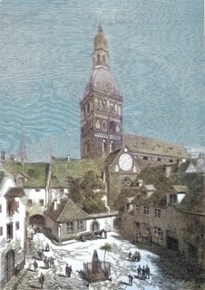 City of Riga, Latvia, Herderplatz and the Old Town Hall/City of Riga, Latvia, the Herder Square and