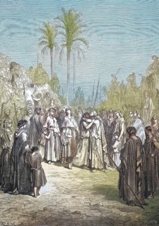 The reconciliation of Jacob and Esau, biblical scene, Esau and Jacob reconcile/The Reconciliation