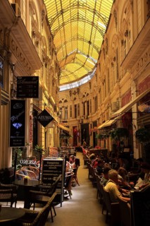 Romania, capital Bucharest, Bucuresti, restaurants and cafes in Passage Macca-Villacrosse, Pasajul