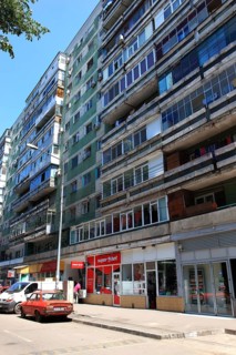 Romania, capital Bucharest, Bucuresti, old prefabricated buildings in Ceausescu style in the center