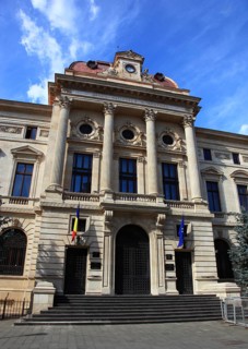 Romania, capital Bucharest, Bucuresti, Romanian National Bank building in the old town, is the