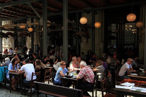 Romania, capital Bucharest, Bucuresti, restaurant in the old town, in the Lipscani district