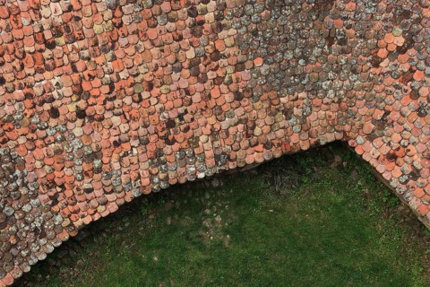 Roof covering with beaver-tail-shaped tiles, Transylvania, Romania