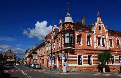 Romania, houses in the historic old town of Sighisoara, German Sighisoara, town in Mures district