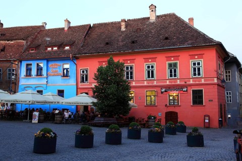 Romania, houses in the upper town of the historic old town of Sighisoara, German Sighisoara, town