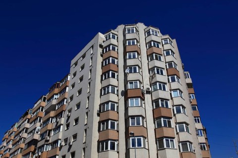 Romania, capital city Bucharest, Bucuresti, high-rise building in the city center, apartments and