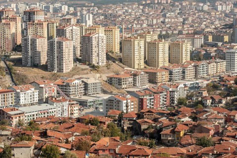 Ankara, Turkey. November 17th 2020 Modern property being construction alongside derelict