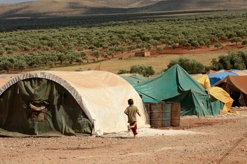 Atmeh Refugee Camp, Idlib, Syria. June 19th 2013. Internally displaced child Syrian refugees in the