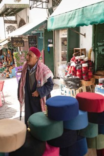 Tunis, Tunisia. 13th May 2024 An old Tunisian man wearing the vermillion red Chechia, traditional