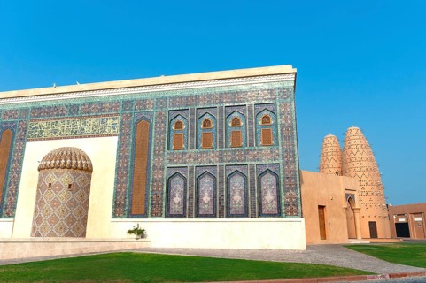 Doha, Qatar. September 20th 2019 Beautiful facade of the Katara Mosque and Pigeon Houses in the