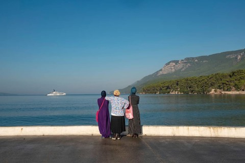Akyaka, Mugla, Turkey. September 8th 2022 Muslim women visitors to the Turkish seaside town of