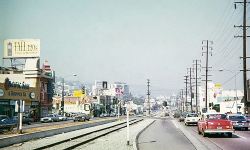 Sunset Boulevard looking east from the intersection of La Cienega Boulevard in West Hollywood,