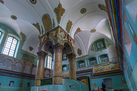 Central Bima of the synagogue in Lancut former Landshut, Poland