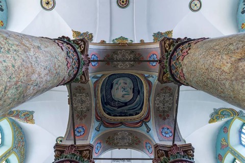 Central Bima of the synagogue in Lancut former Landshut, Poland