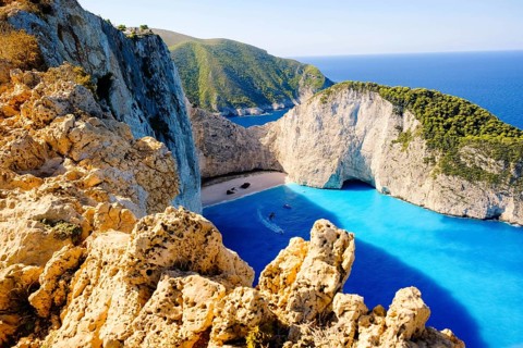 Navagio Beach, also known as Shipwreck Bay, is one of Greece's most iconic and photographed