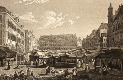 Brussels, Belgium, marketplace, covered stalls, trade, economy, many people, magnificent
