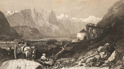 Mountain landscape near Feldkirch am Alpenrhein, Old Rhine, Voralberg, Austria, Alps, snow-capped