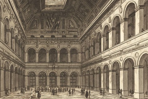 Bourse de Paris, Palais Brongniart, stock exchange of the Paris Stock Exchange, France, bow, flags,