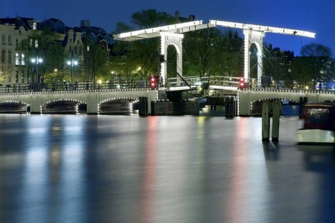 Margere Brug illuminates Amsterdam Holland Netherlands