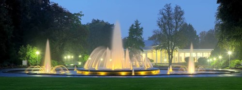 Spa garden illuminates panorama of Bad Oeynhausen Germany