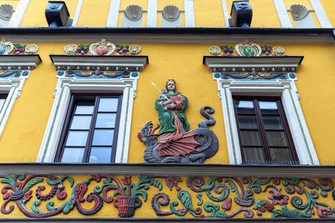 House façade built in Italian Renaissance style in 1578, Zamosc, Poland