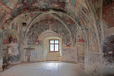 Interior frescoes of the chapel in the fortified church of Honigberg, Harman, Burzenland in