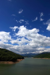 Lake Vidraru, Lacul Vidraru, an artificial reservoir in the Arges Valley in the Fagaras Mountains,