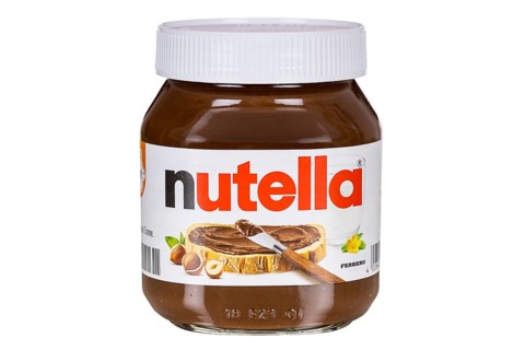 Nutella nut nougat cream 450g jar with logo cut against a white background in Stuttgart, Germany