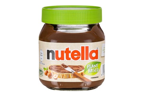Nutella Plant Based vegan nut nougat cream 350g jar with logo cut against a white background in