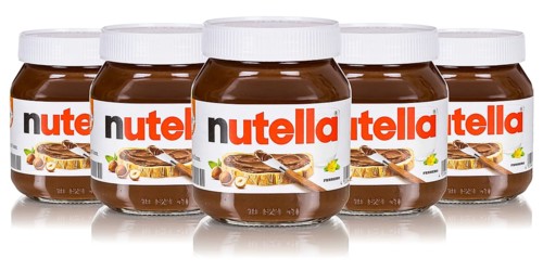 Nutella nut nougat cream 450g jars with logo cut against a white background in Stuttgart, Germany