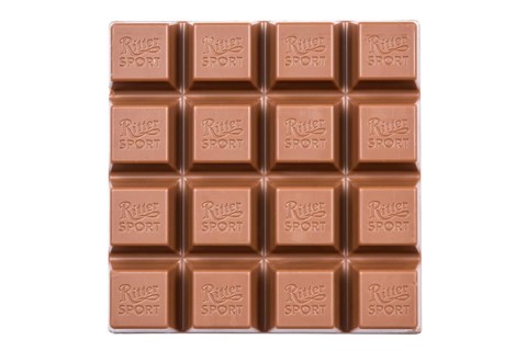 Ritter Sport chocolate bar chocolates set against a white background in Stuttgart, Germany