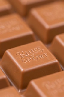 Ritter Sport chocolate close-up chocolate bar with logo in Stuttgart, Germany