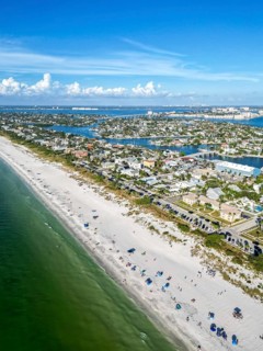 St. Pete Beach near Saint Petersburg Florida beach and sea from above Aerial view in St Pete Beach,