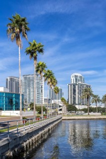 Saint Petersburg Florida Promenade on Tampa Bay with Skyline in Downtown St Petersburg, USA